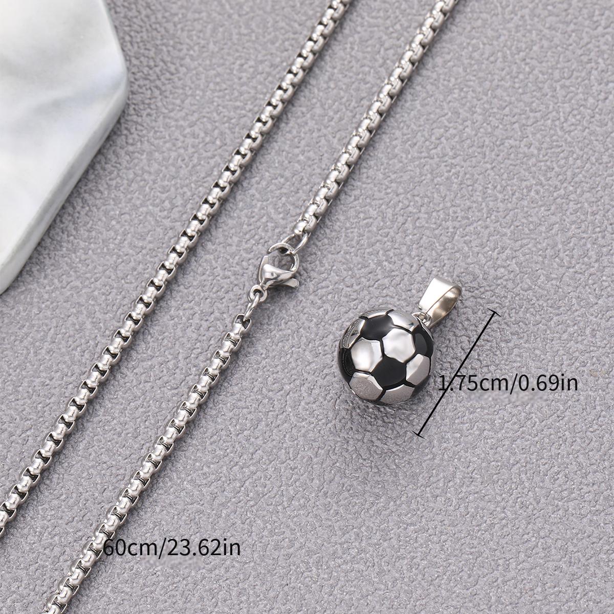 Men's Vintage Silver Football Stainless Steel Pendant Necklace