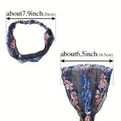 Lace Flower Patterned Headband Bohemian Style Lace Elastic Hair Band