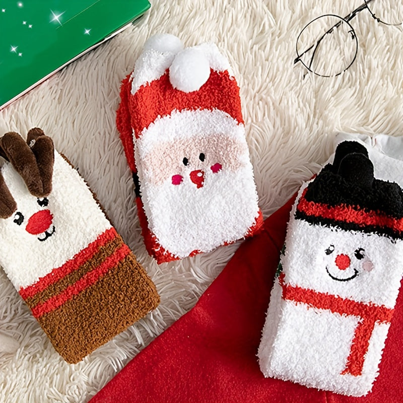 Christmas Socks Winter Sleep Warm Floor Socks - 3 Pairs