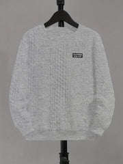Boys Solid Crew Neck Sweatshirt with CALIFORNjsonIA Patch