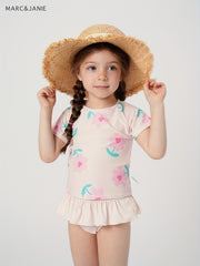Toddler Girls Cartoon Floral 2pc Swimsuit Set