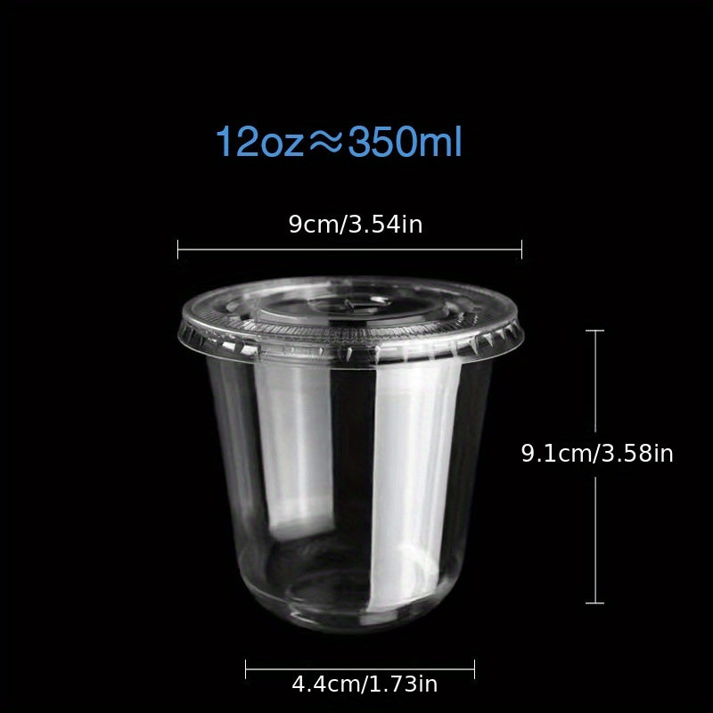 50 Disposable Plastic Cups & Lids for Drinks & Desserts Christmas Party