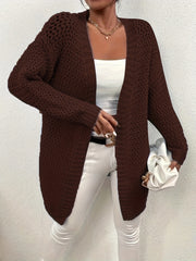  Solid Long Sleeve Open Front Cardigan
