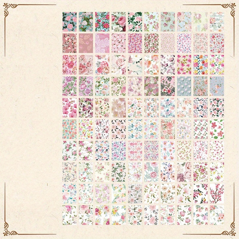 100pcs Senyu Garden Handbook Retro Flower Sticker Book