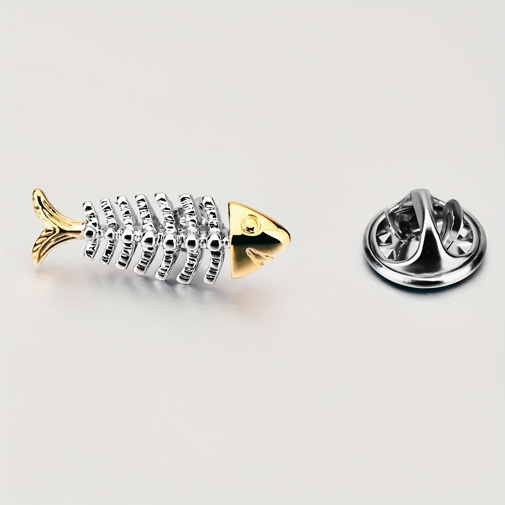 Men's Fish Bone Mini Suit Brooch Pin All Match