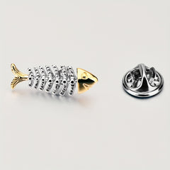 Men's Fish Bone Mini Suit Brooch Pin All Match