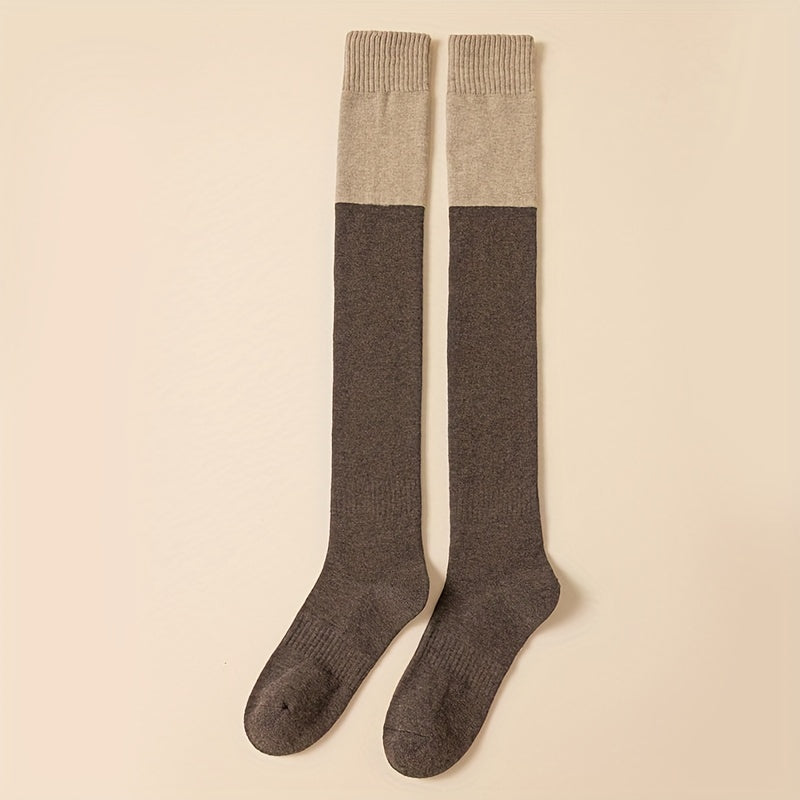 3 Pairs Colorblock Thigh High Socks Women's Stockings