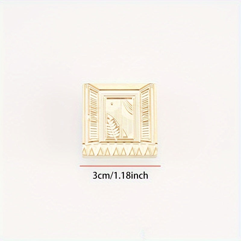 Brass Square Paint Seal Cat Window Bat Plant Flower Pattern Wax Sealing Tool