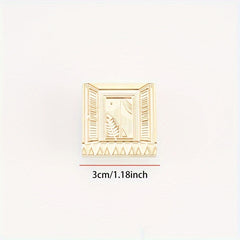 Brass Square Paint Seal Cat Window Bat Plant Flower Pattern Wax Sealing Tool