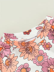 2pcs Toddler Girls Floral Print Top & Pants Set