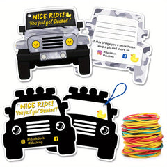 60pcs Duck Duck SUV Cards Car Duck Tags Game Card Printed With Rubber Bands