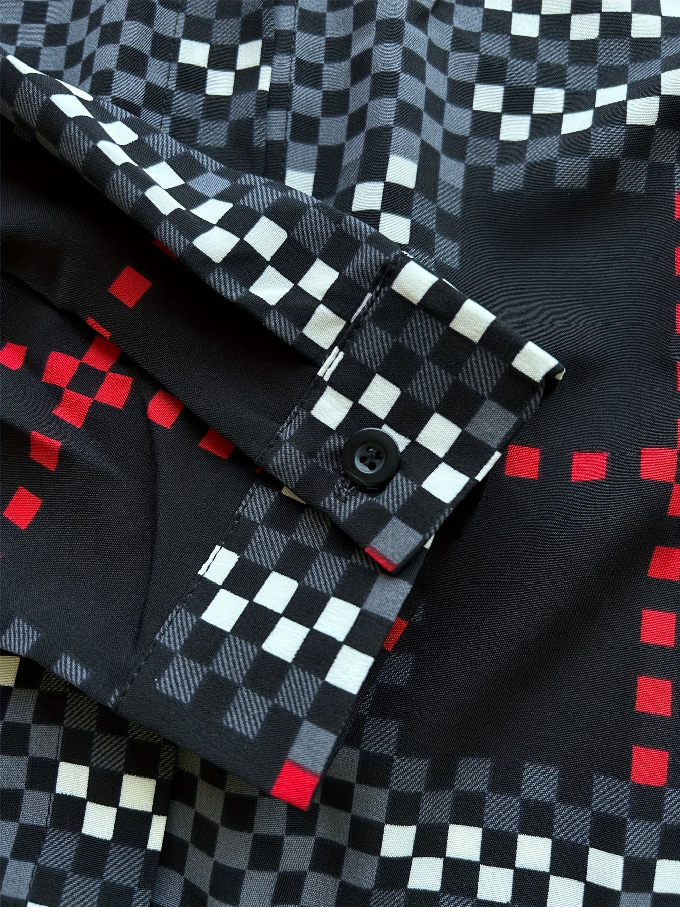 Geometric Print Long Sleeve Button Up Shirt