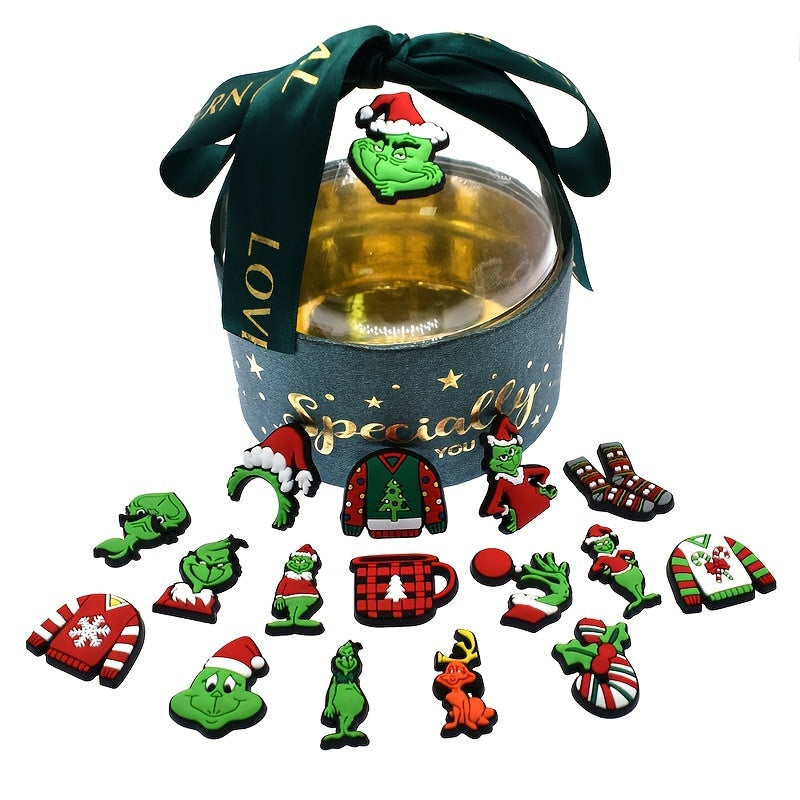 Christmas Pattern Charms For Clogs PVC Bubble Slides Sandals Decorations