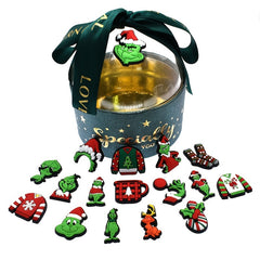 Christmas Pattern Charms For Clogs PVC Bubble Slides Sandals Decorations