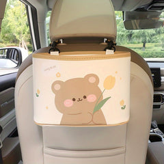 Cartoon Bear Storage Box Car Seat Back Trash Can Car Storage Bag Car Accessories