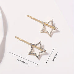 2pcs Rhinestone Star Hairpin Alloy Hair Clip for Side Hair Bang Braids