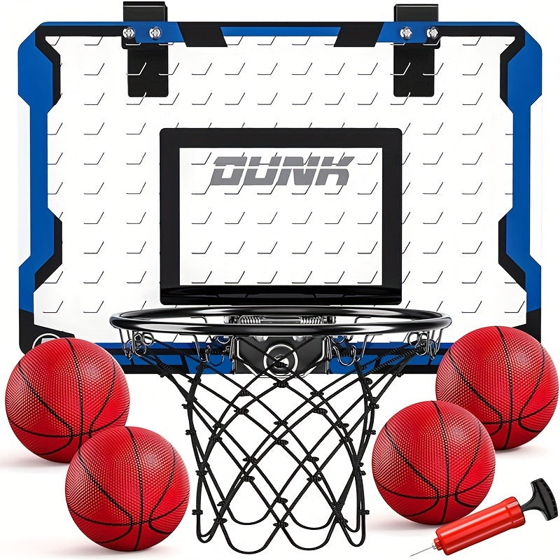 Indoor Basketball Hoop Set with 4 Balls, Complete Accessories