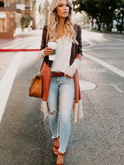  Colorblock Long Sleeve Cardigan