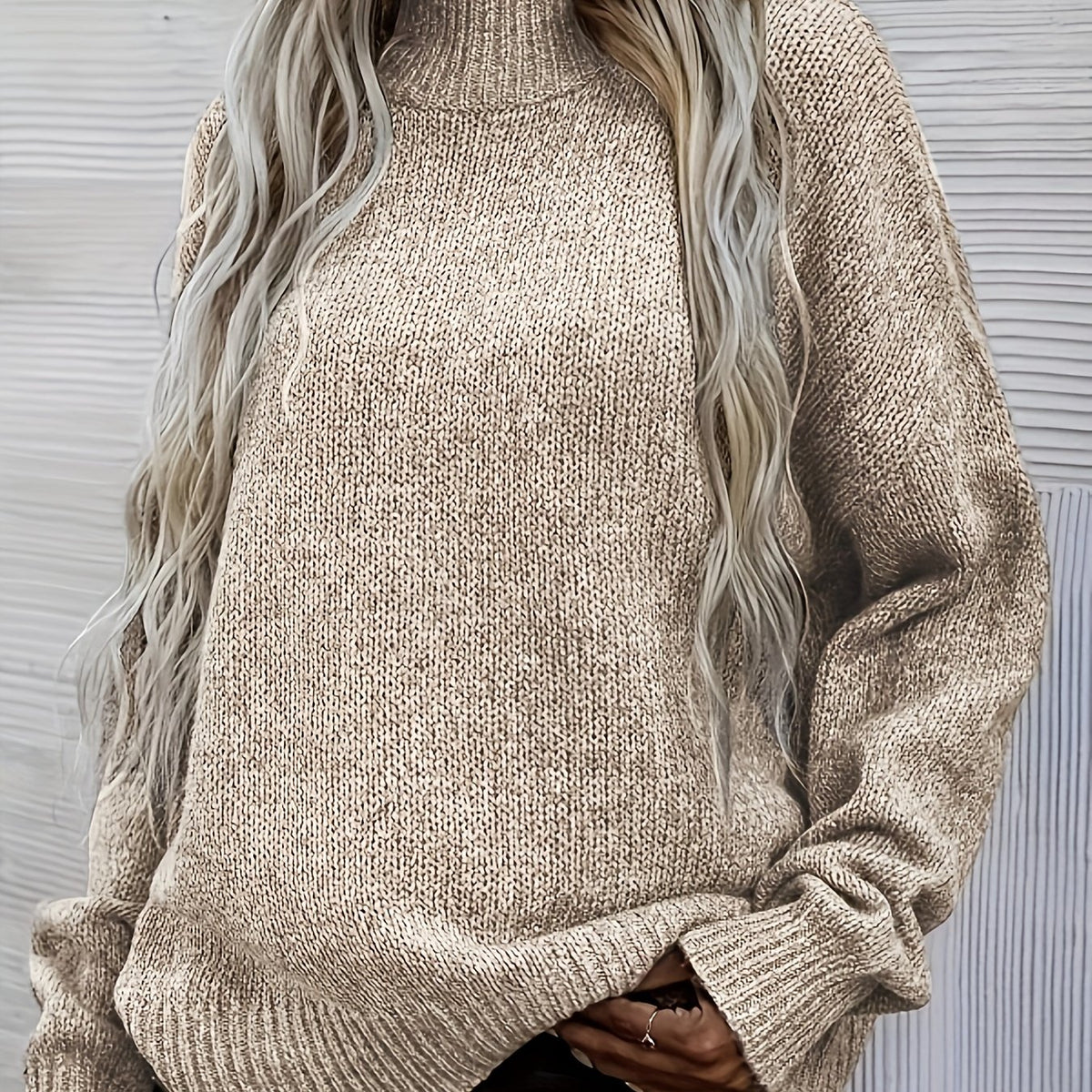  Solid Long Sleeve High Neck Jumper