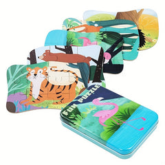 5 in 1 Animal Puzzle Set in Iron Storage Box