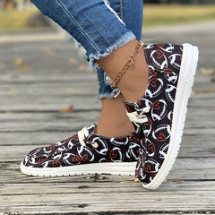 Women's Skateboard Shoes with Rugby Ball Love Heart Pattern
