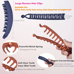 6pcs Solid Hair Claw Matte Banana Clip Ponytail Holder Non Slip Accessory
