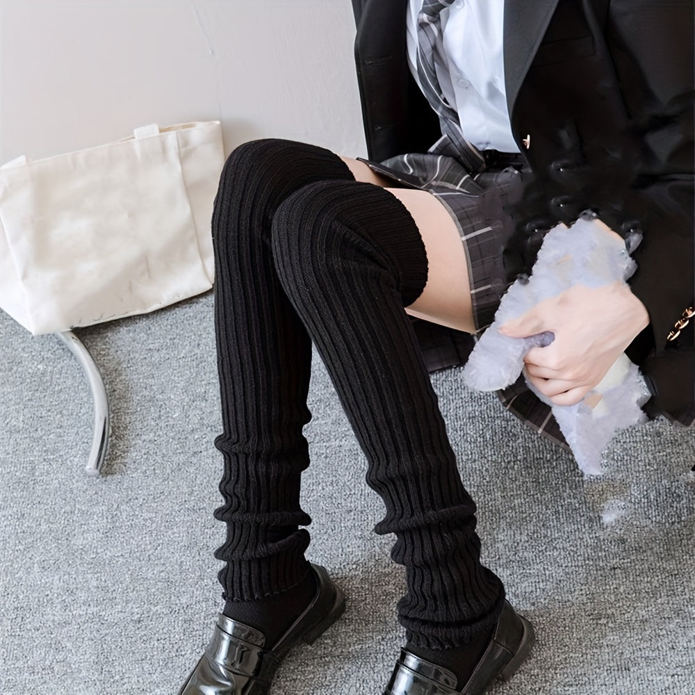 Solid Knitted Leg Warmers Warm Socks Women's Stockings