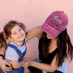 Mama Embroidery Baseball Cap Vintage Washed Dad Hat Adjustable Sunshade Sun Hats