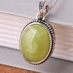 Vintage Oval Side Carved Necklace