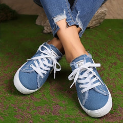 Women's Canvas Lace Up Mule Sneakers Lightweight & Comfortable Shoes