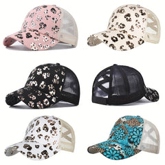 Leopard Print Ponytail Baseball Cap for Men and Women