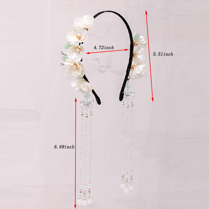 Vintage Chinese Style Hanfu Hairband with Flower Tassel