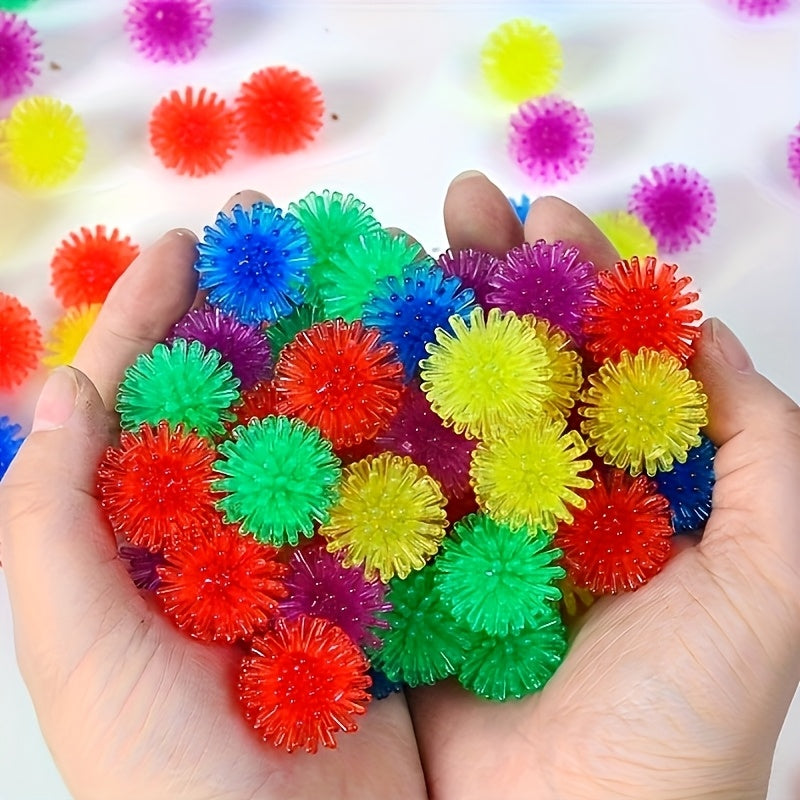 100pcs Mini Hedgehog Squeeze Toys - Colorful Spiky Balls for Party Favors