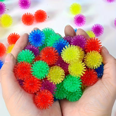 100pcs Mini Hedgehog Squeeze Toys - Colorful Spiky Balls for Party Favors