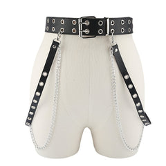 Women Chain Strap Belt Gothic Adjustable Pu Leather Belt Women Punk