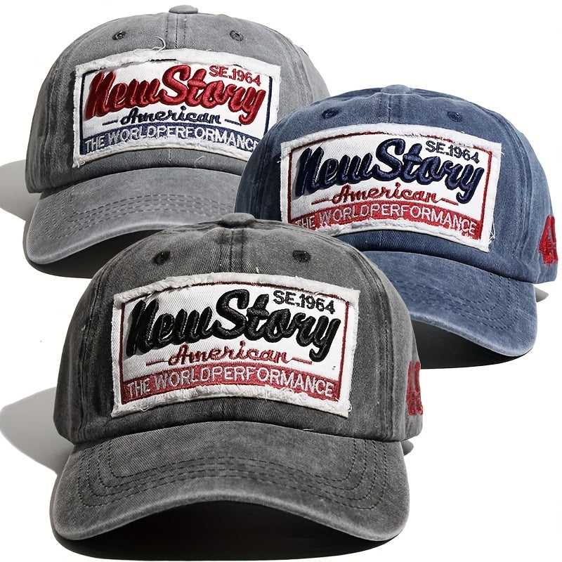 Stary Embroidery Baseball Cap Washed Distressed Patch Summer Sports Hat