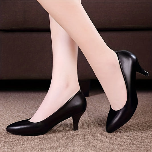 Chunky Heeled Pumps Slip On Pointed Toe High Heels