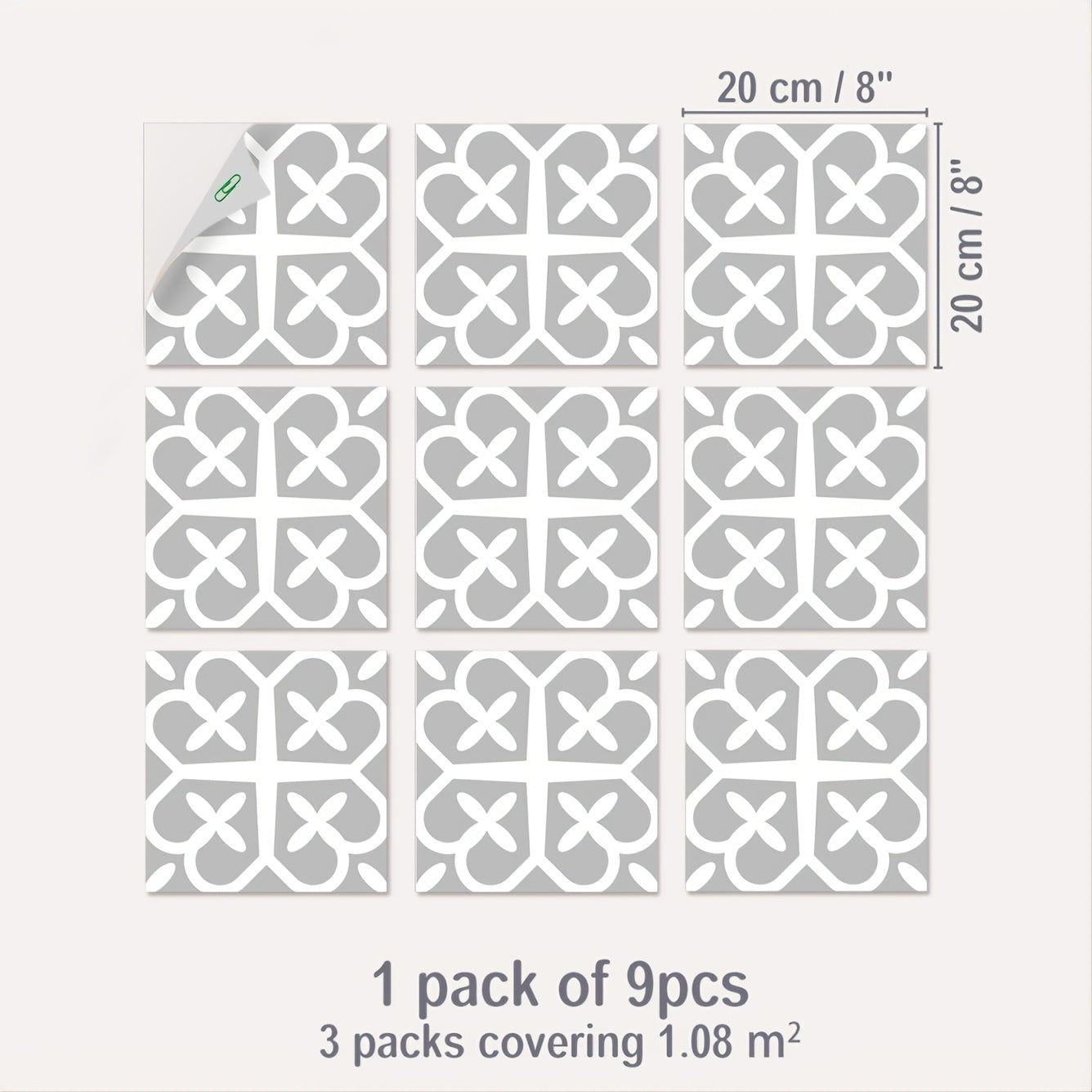 9pcs Waterproof Non-slip Tile Stickers Self-Adhesive