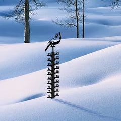 Metal Snow Gauge Large Iron Snowfall Measuring Rod Bird Shape