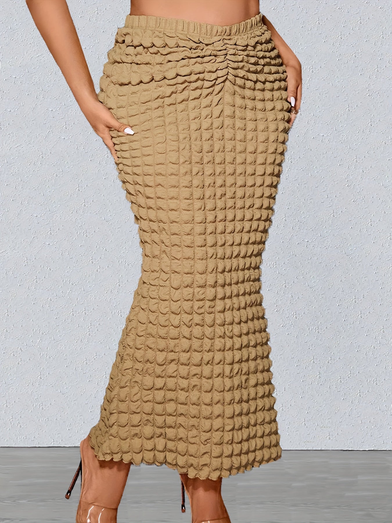  Women's Textured Ruched Mermaid Skirt