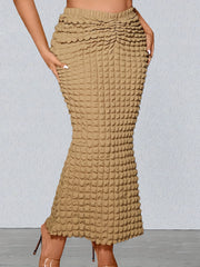  Women's Textured Ruched Mermaid Skirt