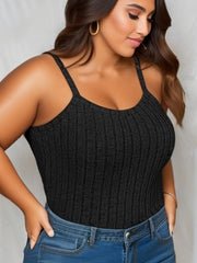  Solid Ribbed Scoop Neck Cami Top