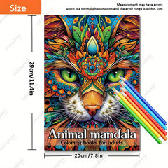 Animal Mandalas Coloring Book - Vibrant Cat & Intricate Patterns for Adults