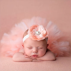 2pcs Newborn Baby Flower Headband and Skirt Set Red
