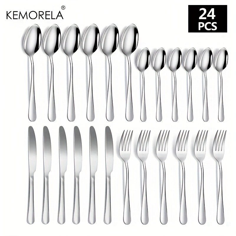 Stainless Steel Western Flatware Set - 24pcs