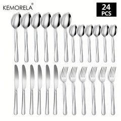 Stainless Steel Western Flatware Set - 24pcs