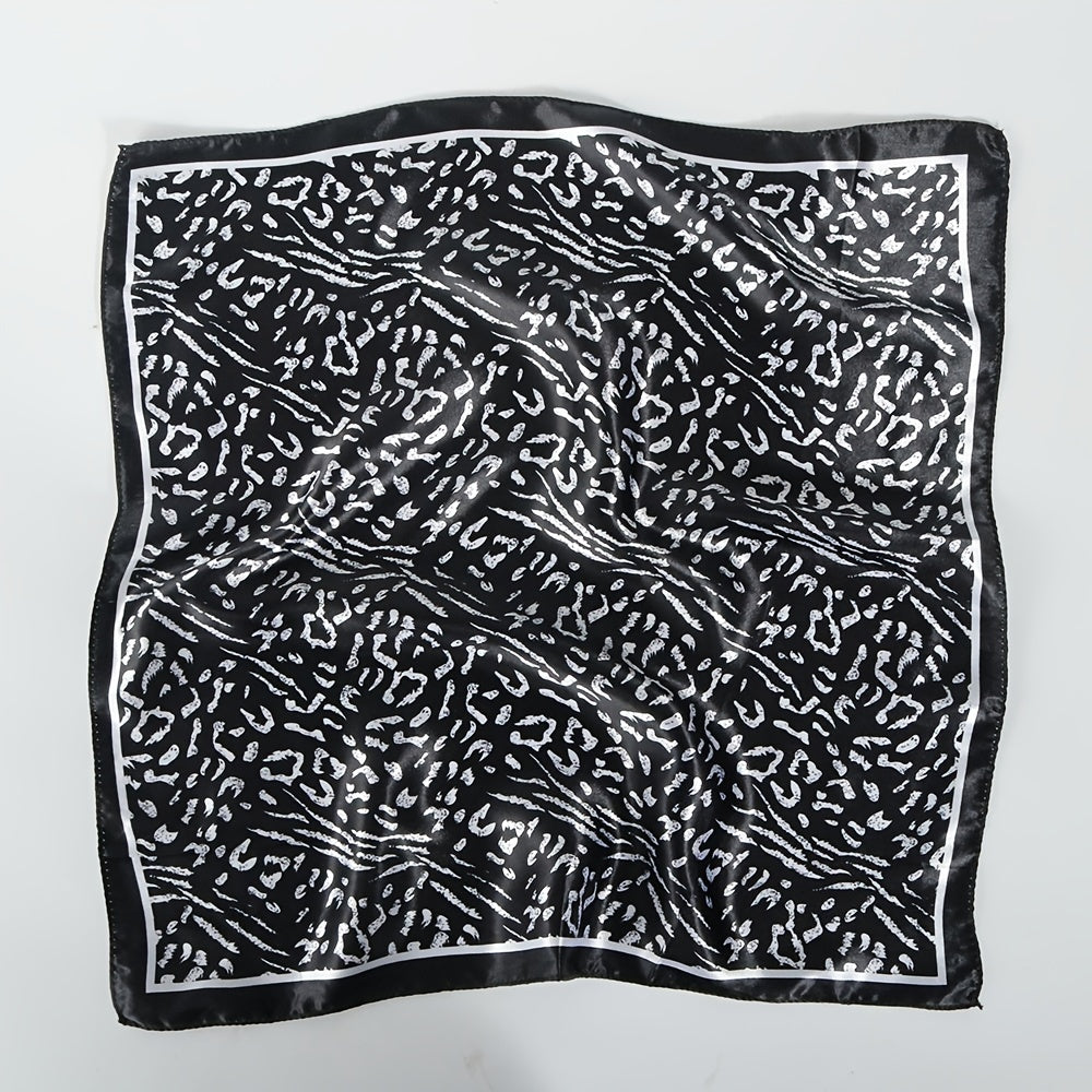 Small Square Satin Scarf Solid Graffiti Leopard Print Head Wrap Hair Accessories