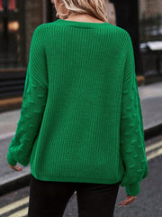  Casual Sweater Women's Plus Solid Lantern Sleeve Round Neck