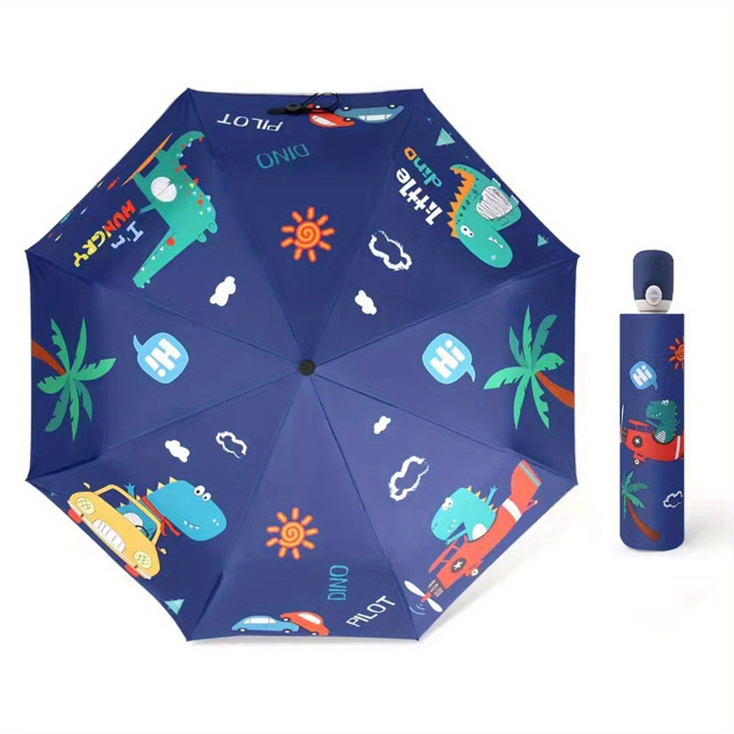 Portable Cartoon Animal Folding Umbrella for Kids, Windproof UV Protection