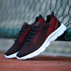 Women's Mesh Knitting Sneakers Lace-up Thick Sole Running Shoes